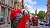 London Big Ben from Trafalgar Square traffic