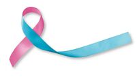 Pink blue ribbon awareness isolated on white background Clipping path for SID Birth defect illness to end obstetric fistula