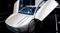 Tesla Cybercab (Robotaxi) concept autonomous car at the Brussels Motor Show. Brussels, Belgium - January 10, 2025.