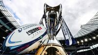 A view of the Investec Champions Cup trophy and match ball 24/5/2024