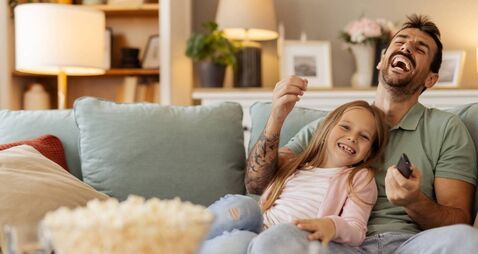 Watching movies is a family activity