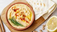Hummus in plate, bread pita - dip food