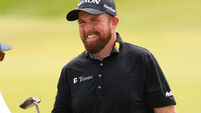 Shane Lowry reacts after parring 17 20/7/2025