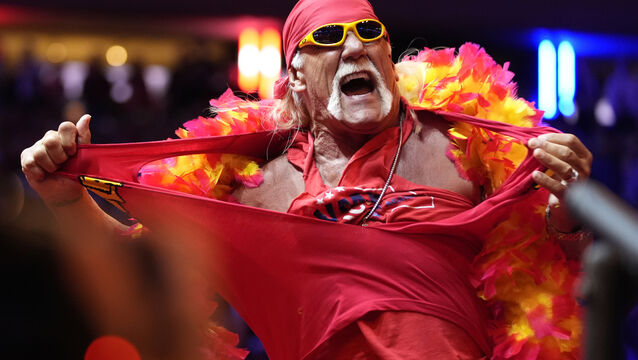 <p>Hulk Hogan at a campaign for Donald Trump in New York last October. Picture: AP/Alex Brandon</p>