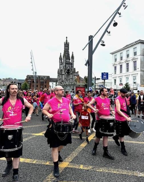 Drummers and Bord Gáis Energy colleagues at Cork Pride 2024. 