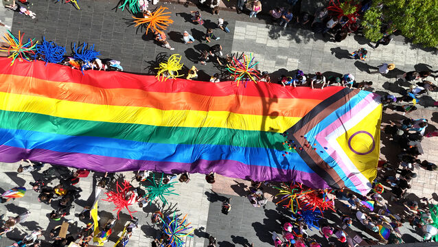 <p> The Pride Flag is carried at the Cork Pride Parade at the Grand Parade, Cork City on Sunday 3rd August 2025. Picture Larry Cummins Irish Examiner Media Sponsors</p>