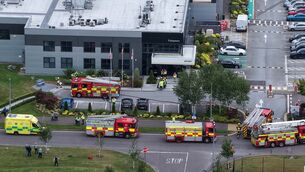 <p>Emergency services at the fire in Stryker. Photo: Damian Coleman</p>